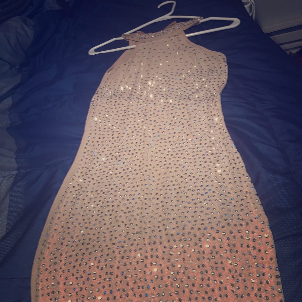 Nude rhinestone fashion nova dress